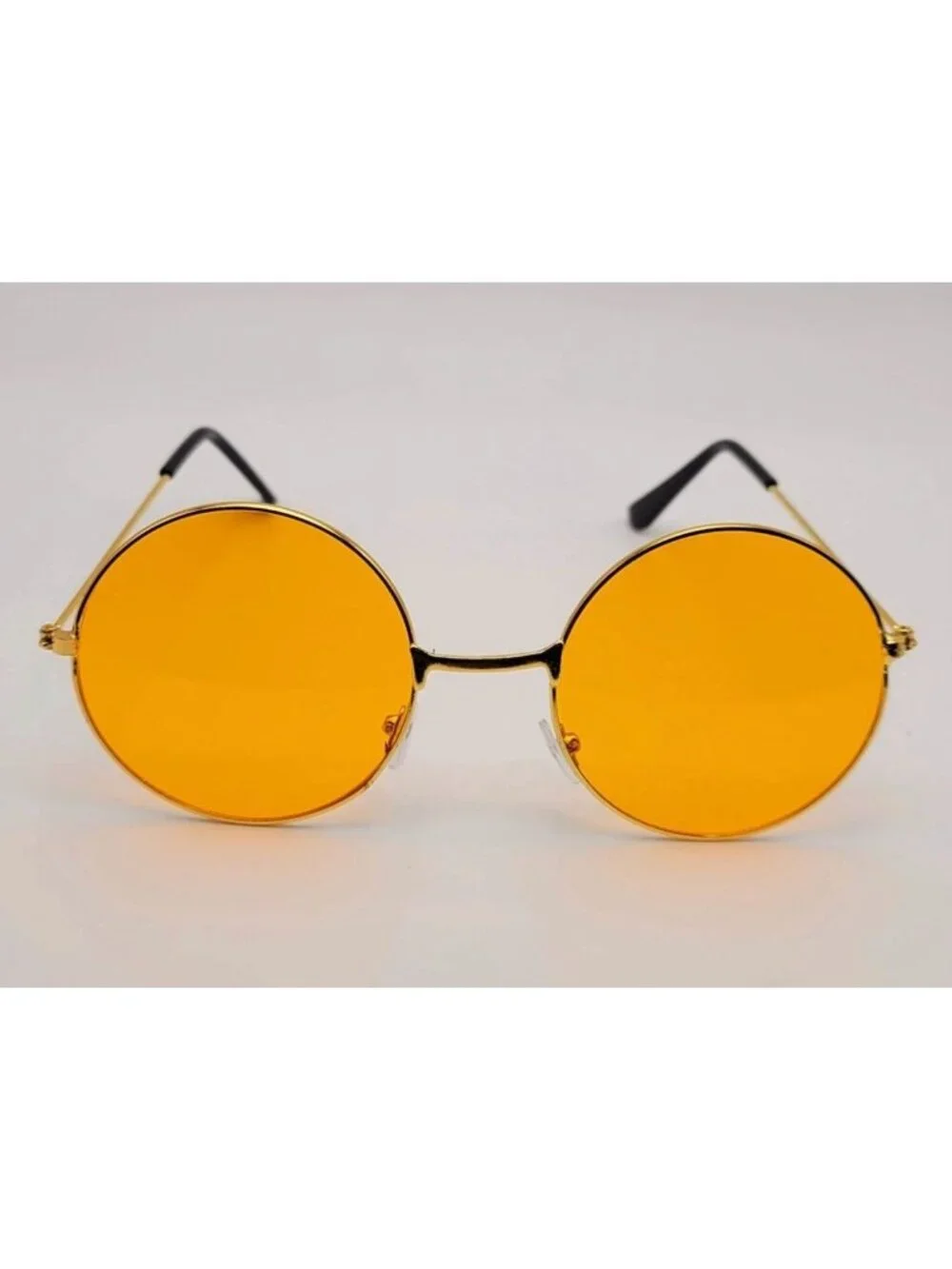 Retro Round Sunglasses With Gold Metal Frame & Orange Lenses